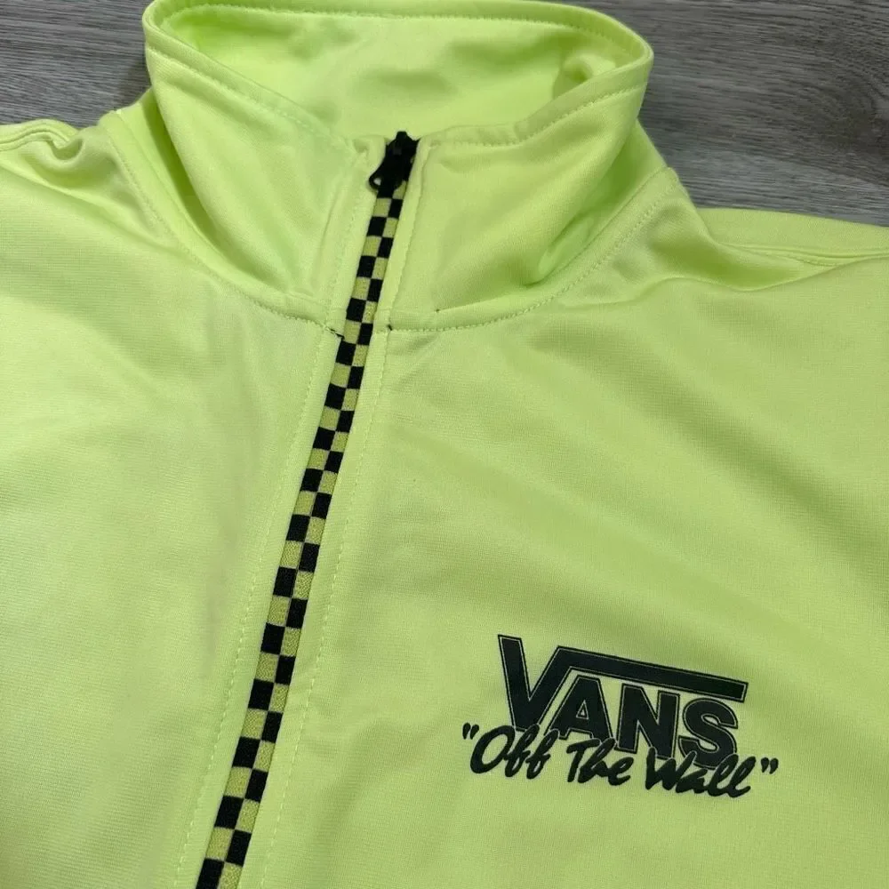 Vans Winner's Circle “Off the Wall”‎ Track Zip Jacket Size S Neon Green Black